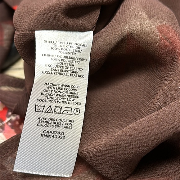 LOFT L/S Chiffon 'Garden Smocked Ruffle  Blouse' - Large Brown Coral - Picture 6 of 8